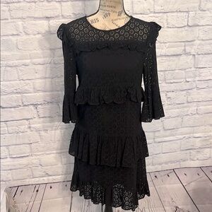 Madewell Eyelet Waterlily Ruffle Dress Back Keyhole Lined Size 4 Tiered